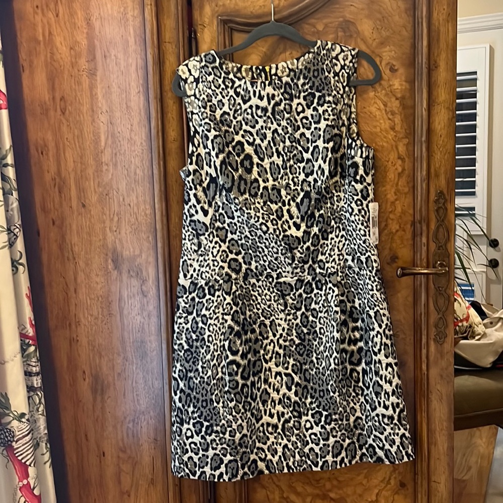 Phoebe Couture metallic animal, print cocktail dress